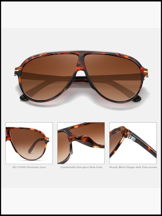 Oversized Aviator Sunglasses Retro Vintage UV400 Protection Polycarbonate